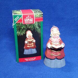 Hallmark 1991 Mrs Beaumont Bell Ornament QX503-9 Dickens Caroler Bell Collection